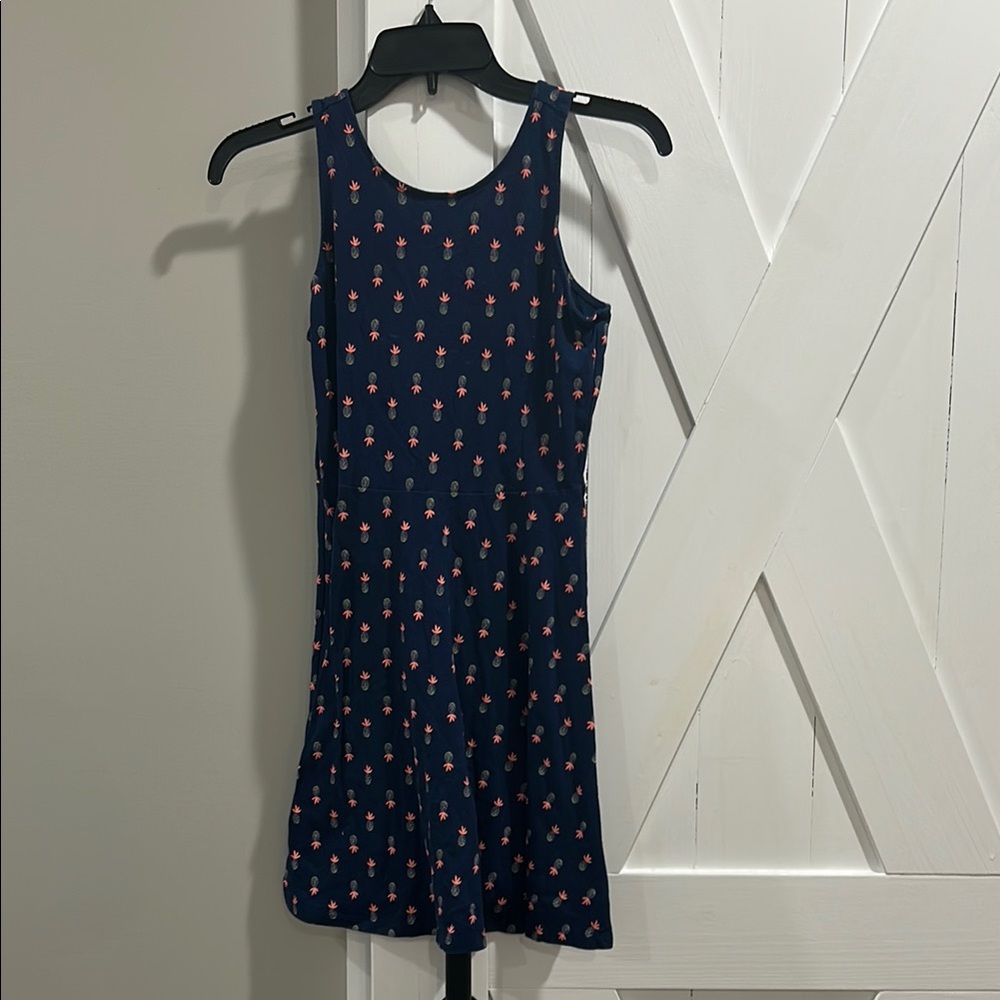 Navy Blue Floral Sleeveless Dress